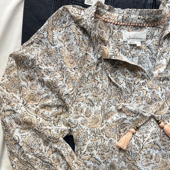 By Anthropologie Tie-Neck Peasant Blouse 🌾🐿️ - Picture 2 of 6